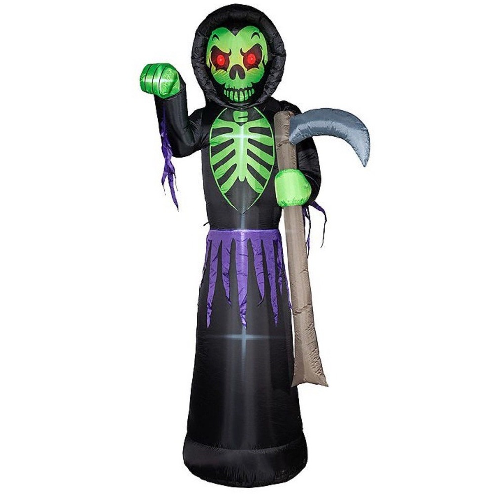 Outdoor LED Lighted Grim Reaper Halloween Inflatable 12 FT Self Inflates NEW